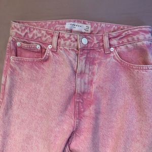 Pink Denim Topshop High-Waisted Mom Jeans
